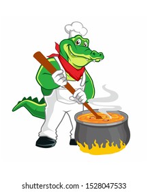 chef crocodile with cute character