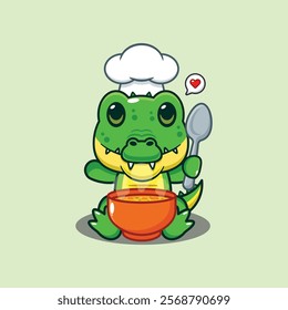 chef crocodile mascot cartoon character with soup.
chef animal cartoon vector illustration suitable for for poster, brochure, web, mascot, sticker, logo, icon, etc.