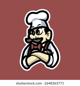 chef crosshand pose character illustration