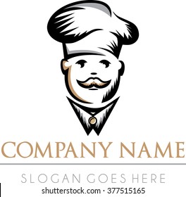 Chef cuisine restaurant modern flat logo vector 