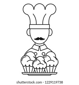 chef with cupcakes cartoon