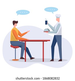 Chef and customer illustration design at table.
illustrations for the web