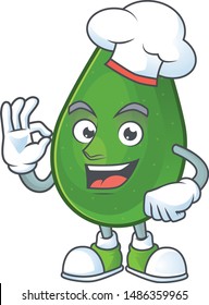 Chef cute avocado cartoon on white background