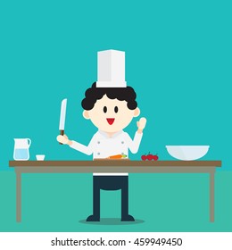 Chef. Cute Cartoon Character,Vector illustration