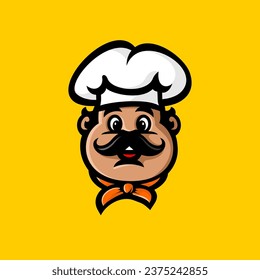 chef cute face cartoon vector
