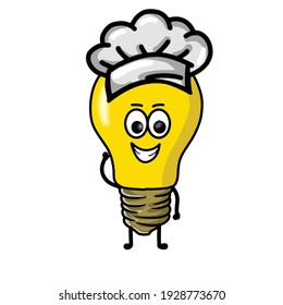 Chef cute light bulb character vector template design illustration