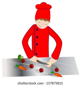chef cutting vegetables for preparation of your dish