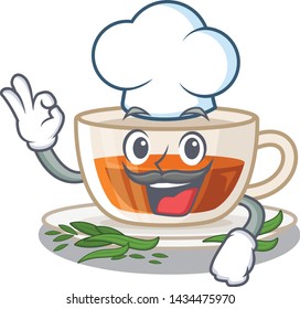 Chef darjeeling tea in the mascot shape