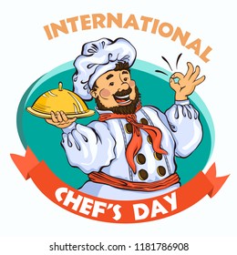 Chef day concept background. Cartoon illustration of chef day vector concept background for web design