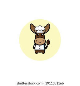 Chef deer character illustration design going