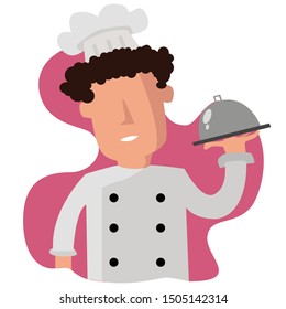 Chef delivery a food . Concept for profession character, Flat style vector illustration, suitable for wallpaper, banner, book illustration, card