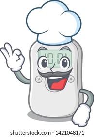 Chef diabetes check machine isolated the cartoon