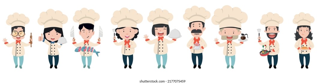 chef in different cooking  character set