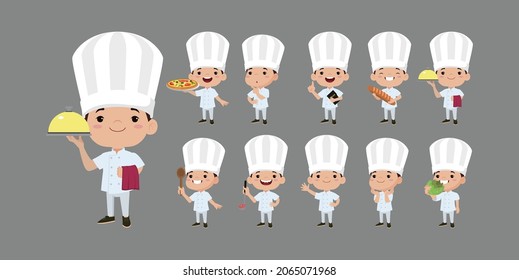Chef with different poses. vector