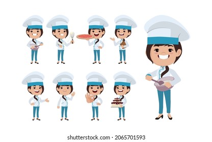 Chef with different poses. vector