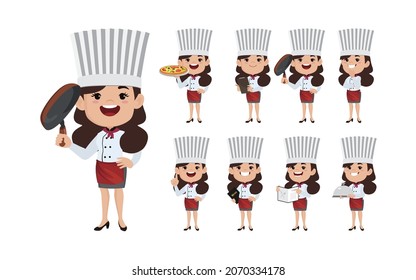 Chef with different poses. vector