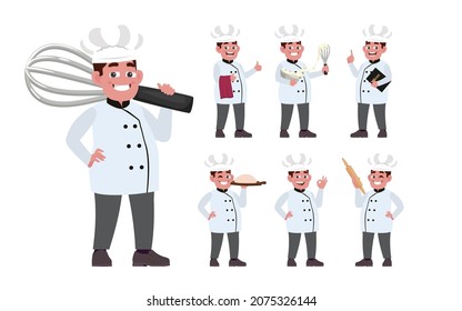 Chef con poses diferentes. vector