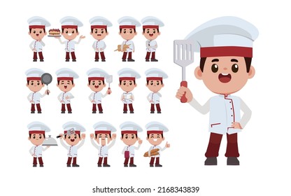 Chef with different poses. vector