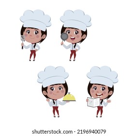 Chef with different poses. vector