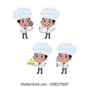 Chef with different poses. vector