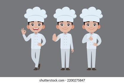 Chef with different poses. vector