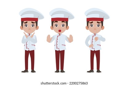 Chef with different poses. vector