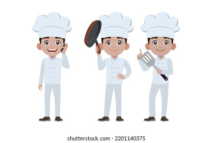 Chef with different poses. vector