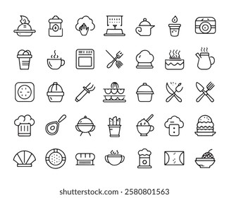Chef dishes line art 50 icon set graphics (3)