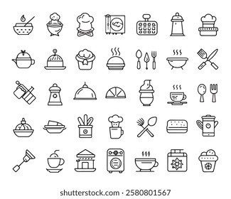 Chef dishes line art 50 icon set graphics (2)