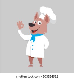 Chef dog, cartoon character.
