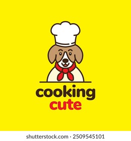 chef dog cartoon character logo design vector