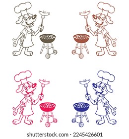 The Chef Hund Grills Wurst Vektorgrafik
