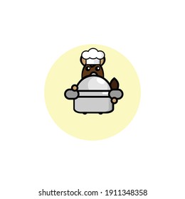 Chef donkey character illustration design carrying pot