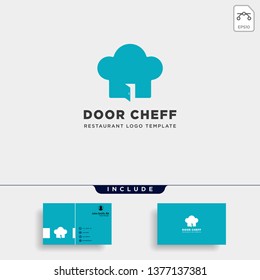 chef door restarant food store simple flat logo design vector