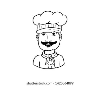 chef drawing doodle hand draw vector