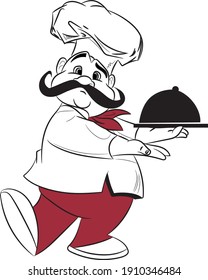 chef drawing with white hat