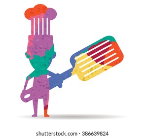 chef drawn painted icon vector