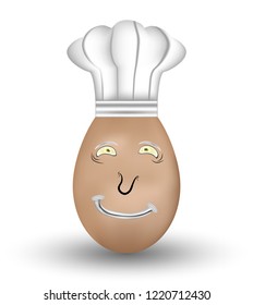 Chef egg cartoon happy face illustration vector