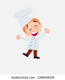 Chef exulting in happiness