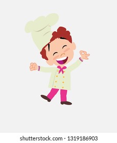 Chef exulting in happiness
