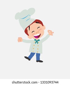 Chef exulting in happiness