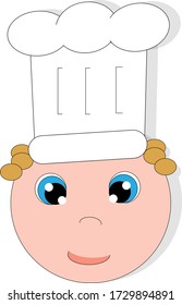 Chef face vector illustration on white isolated background. Cook face illustration of a boy on white background.