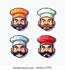 chef faces mascot in 4 colors