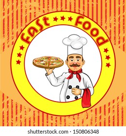 Chef with fast food product