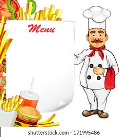 Chef with fast food product