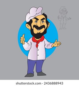 Chef figure standing, smiling and dressed as a chef