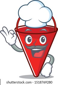Chef fire bucket isolated with the cartoon