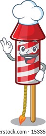 Chef fireworks rocket placed in mascot box