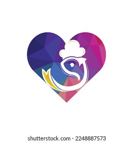 Chef fish vector logo design template. Seafood logo vector.