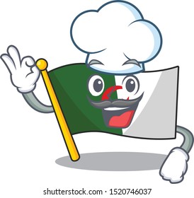 Chef flag algeria fluttering on cartoon pole